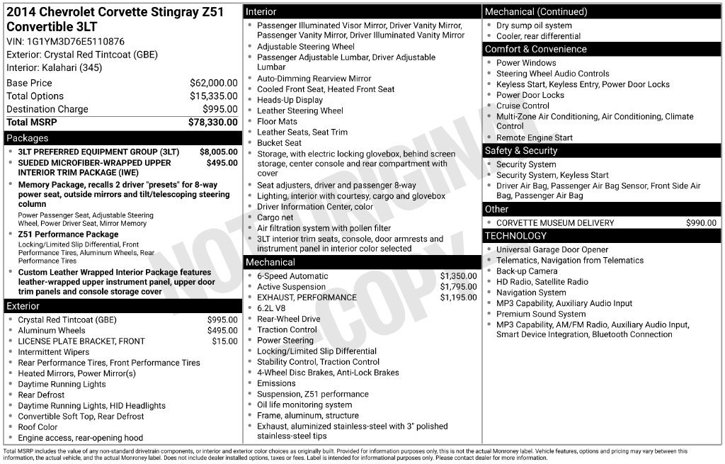Used 2014 Chevrolet Corvette Stingray Convertible w/ 3LT Preferred Equipment Group RWD image 24