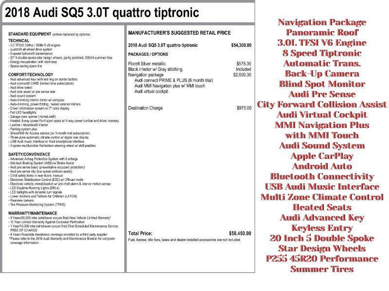 Used 2018 Audi SQ5 Premium Plus w/ Navigation Package image 2