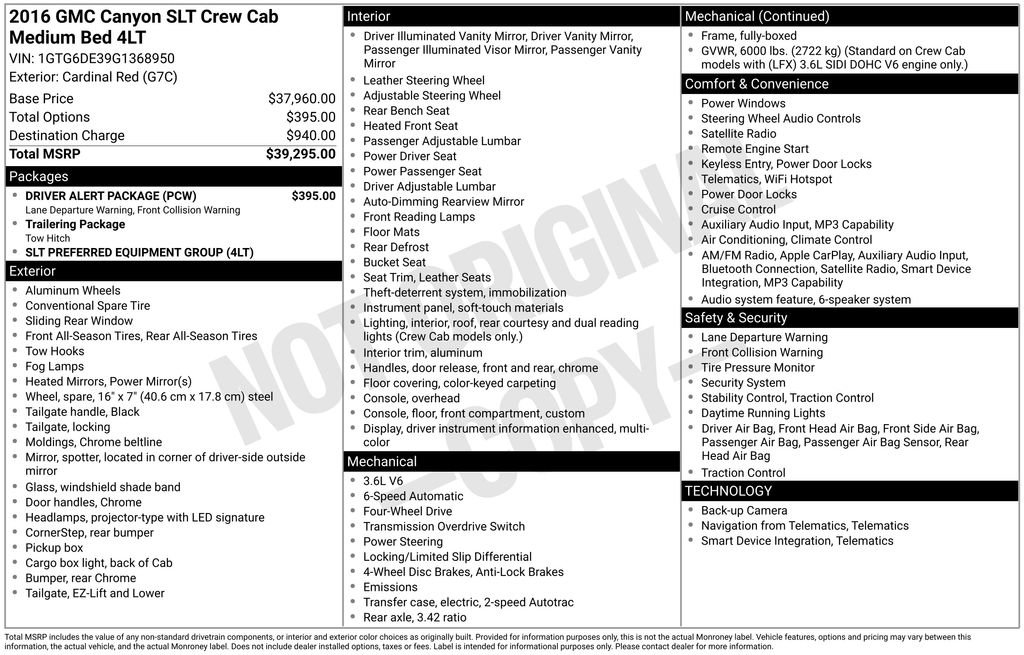 Used 2016 GMC Canyon SLT w/ Driver Alert Package AWD/4WD image 24