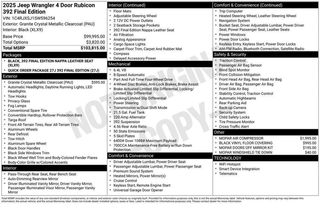 New 2025 Jeep Wrangler Unlimited Rubicon 392 image 18