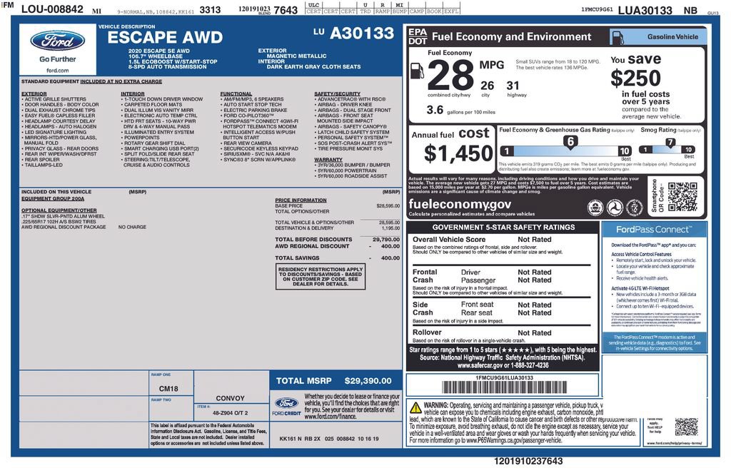 Used 2020 Ford Escape SE AWD/4WD image 32
