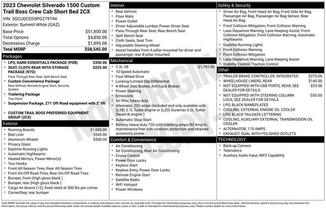 Used 2023 Chevrolet Silverado 1500 Custom Trail Boss w/ LPO, Dark Essentials Package image 2