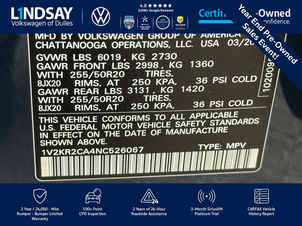 Used 2022 Volkswagen Atlas SE w/ Panoramic Sunroof Package image 29