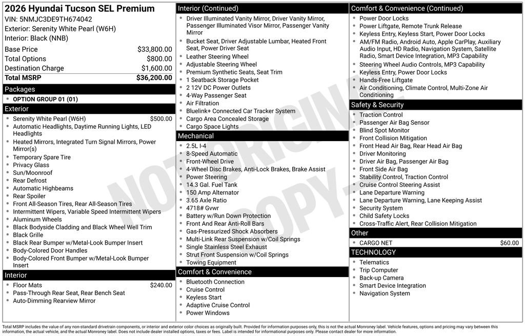 New 2026 Hyundai Tucson SEL image 1