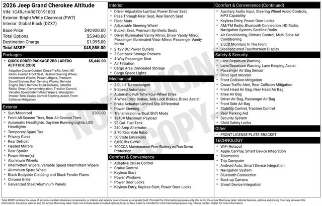 New 2026 Jeep Grand Cherokee Altitude AWD/4WD image 31