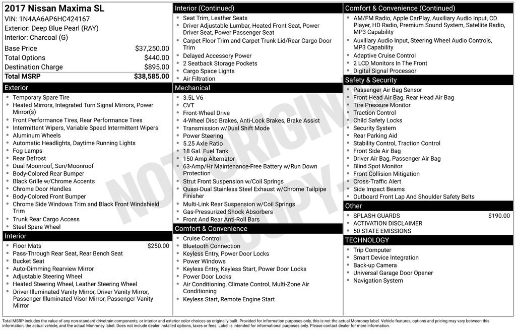 Used 2017 Nissan Maxima 3.5 SL image 7