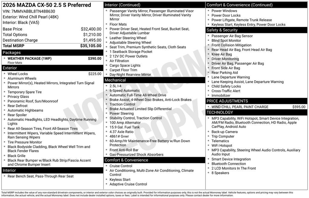 New 2026 MAZDA CX-50 AWD 2.5 S w/ Weather Package image 6