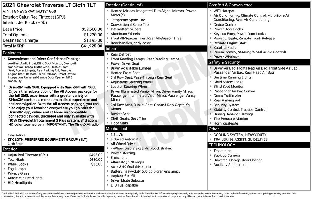 Used 2021 Chevrolet Traverse LT image 10