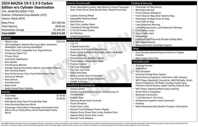 Used 2024 MAZDA CX-5 Carbon Edition AWD/4WD image 2