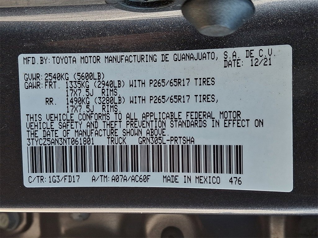 Certified 2022 Toyota Tacoma TRD Sport w/ Technology Package image 24