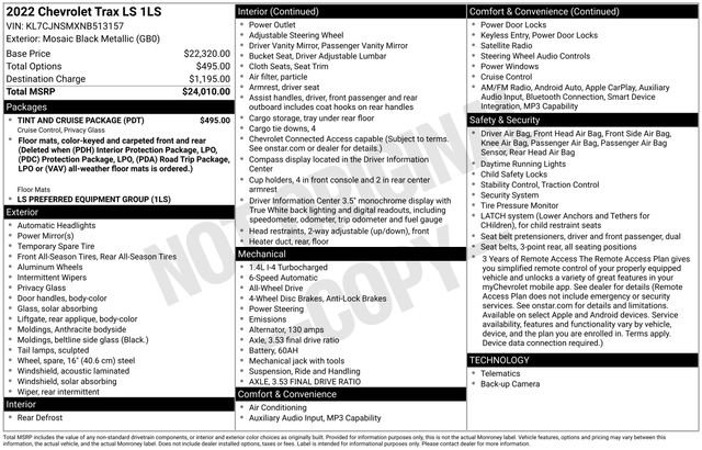 Used 2022 Chevrolet Trax LS w/ Tint and Cruise Package AWD/4WD image 7