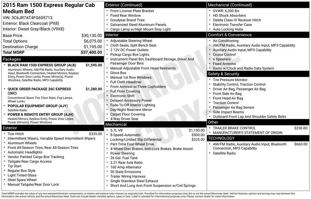 Used 2015 RAM 1500 Express w/ Black Ram 1500 Express Group image 4