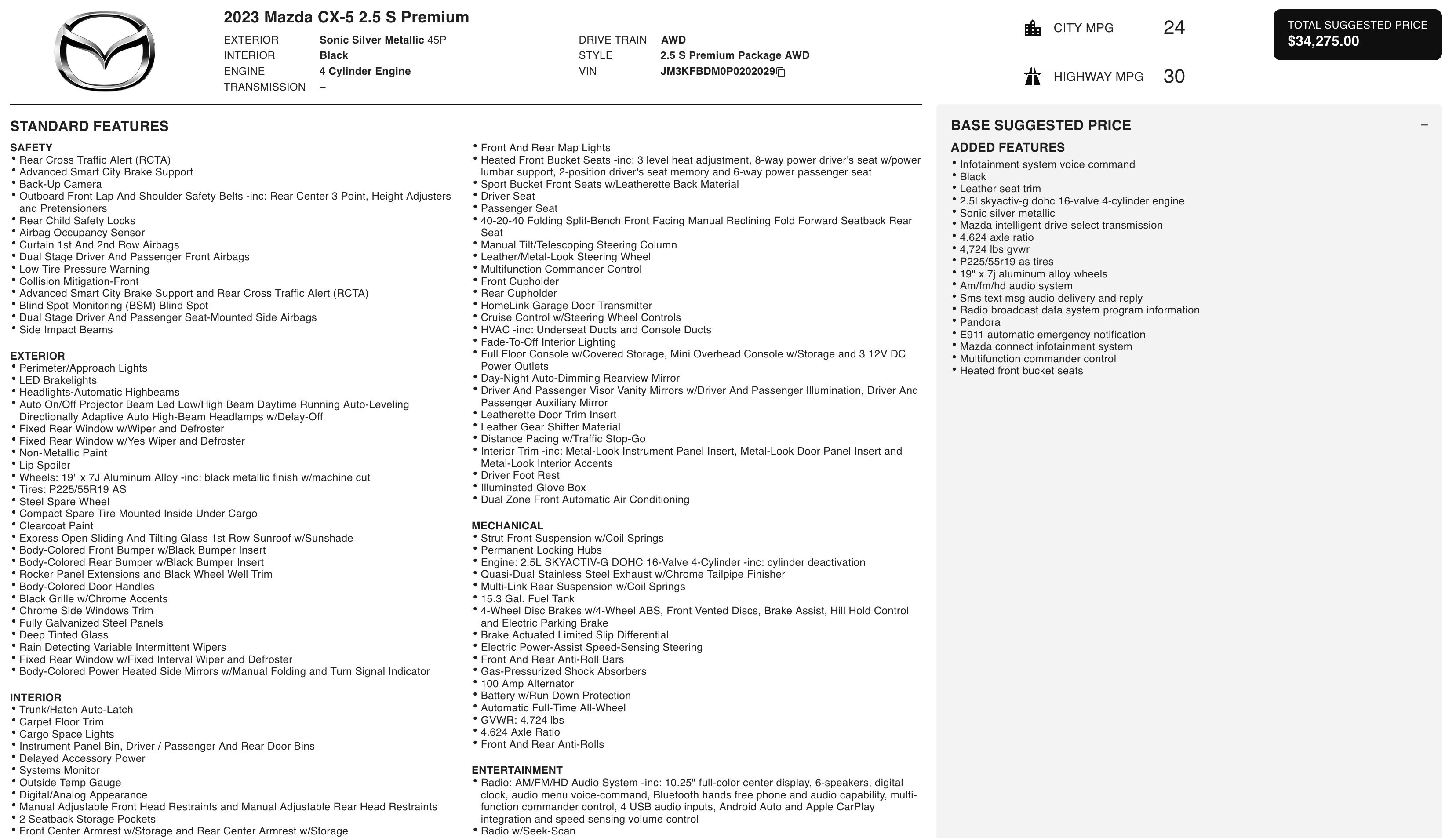 Used 2023 MAZDA CX-5 AWD 2.5 S w/ Premium Package image 2