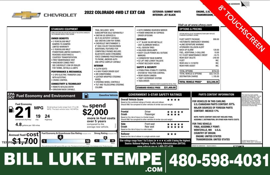 Used 2022 Chevrolet Colorado LT w/ Fleet Safety Package