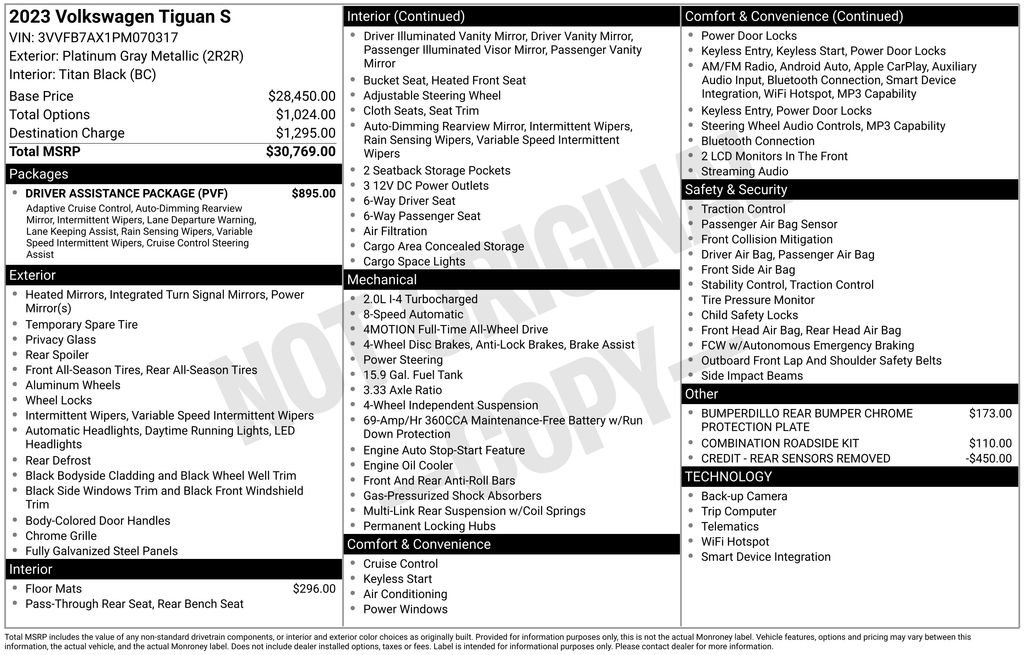 Certified 2023 Volkswagen Tiguan S w/ Driver Assistance Package image 9