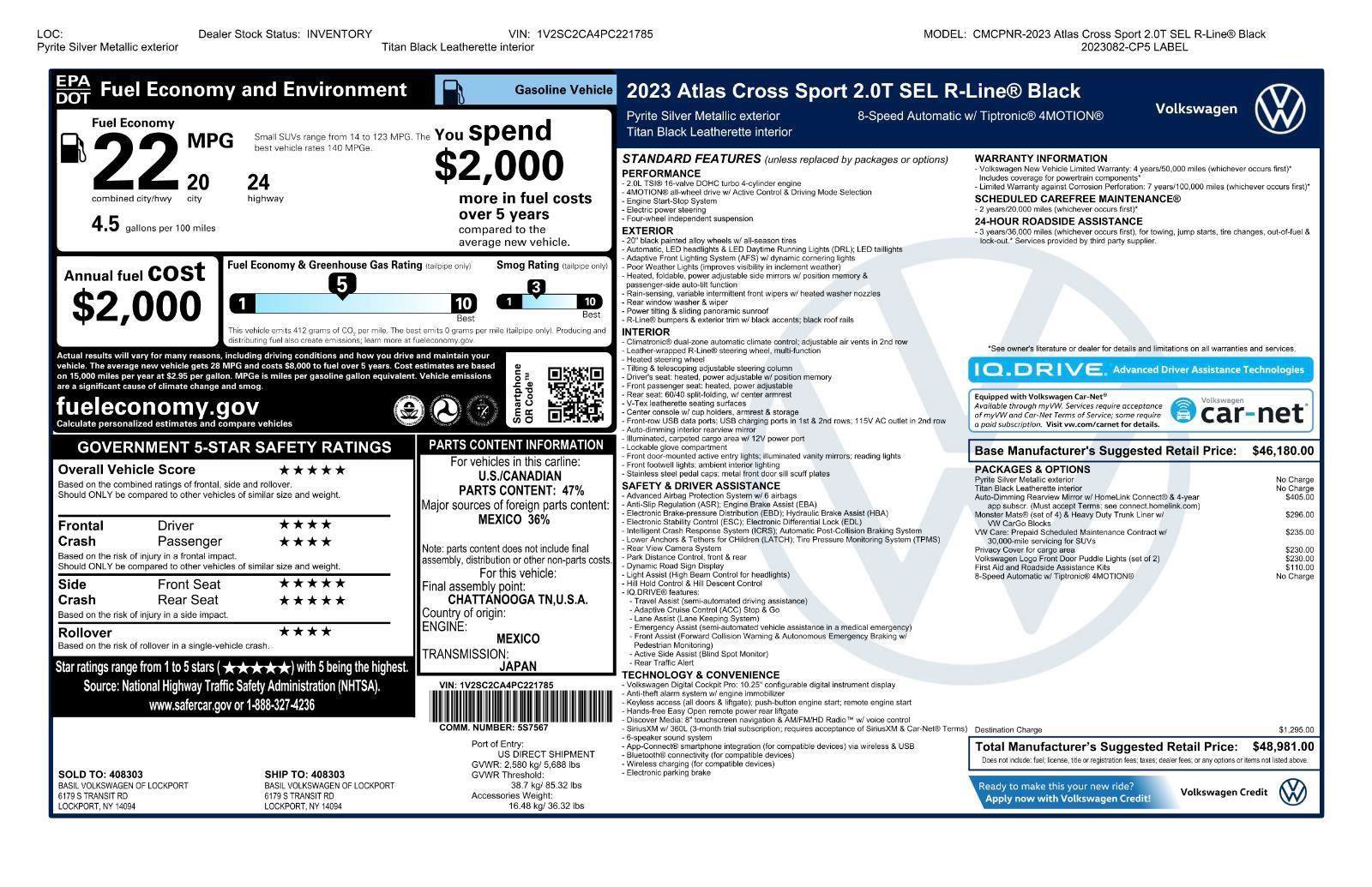 Certified 2023 Volkswagen Atlas Cross Sport SEL R-Line AWD/4WD image 49