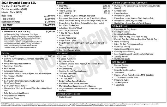 Certified 2024 Hyundai Sonata SEL w/ Convenience Package FWD image 25