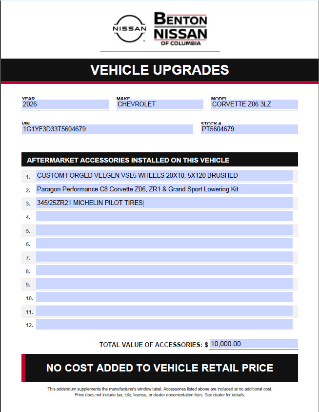 Used 2026 Chevrolet Corvette Z06 w/ Battery Protection Package RWD image 2