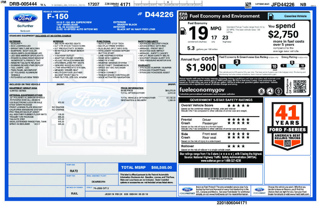 Used 2018 Ford F150 Limited w/ Trailer Tow Package AWD/4WD image 43