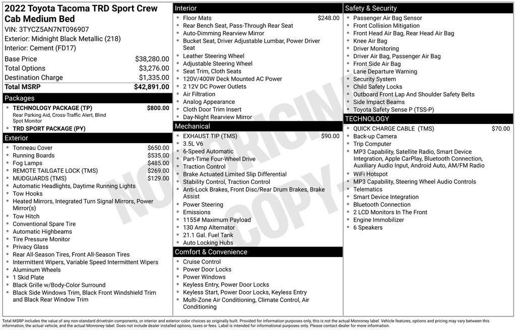 Used 2022 Toyota Tacoma TRD Sport w/ Technology Package AWD/4WD image 20