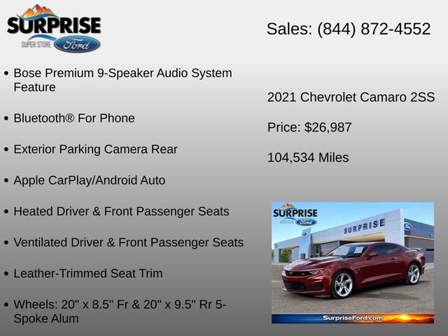 Used 2021 Chevrolet Camaro SS RWD image 12