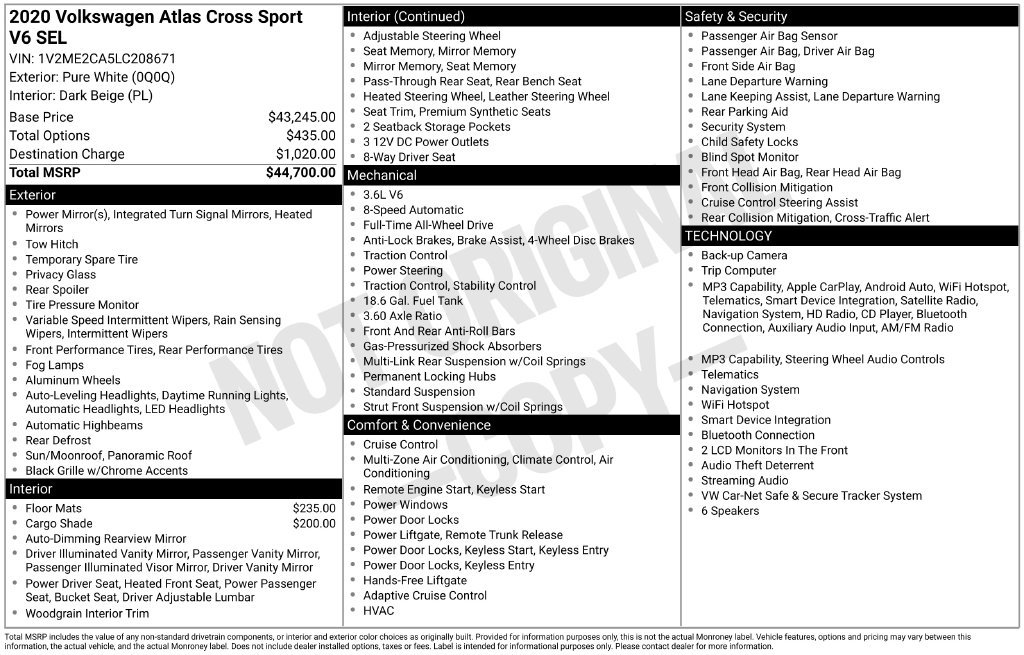 Used 2020 Volkswagen Atlas Cross Sport SEL AWD/4WD image 3