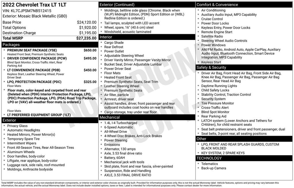Used 2022 Chevrolet Trax LT w/ Premium Seat Package AWD/4WD image 3