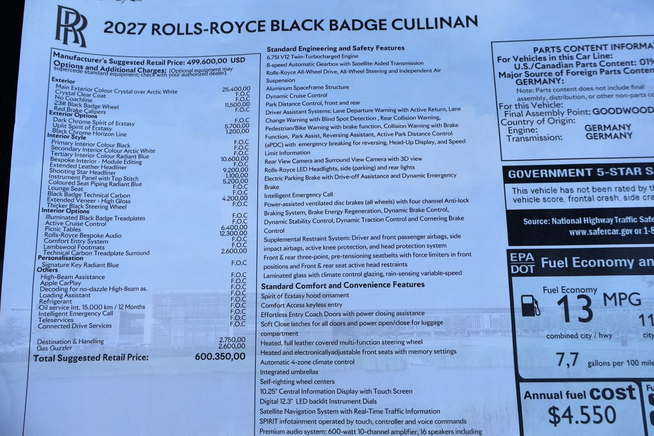 New 2027 Rolls-Royce Cullinan Black Badge AWD/4WD image 29