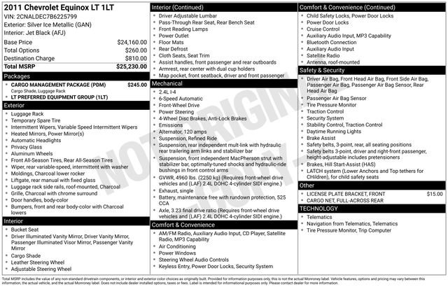 Used 2011 Chevrolet Equinox LT w/ Cargo Management Package FWD image 4