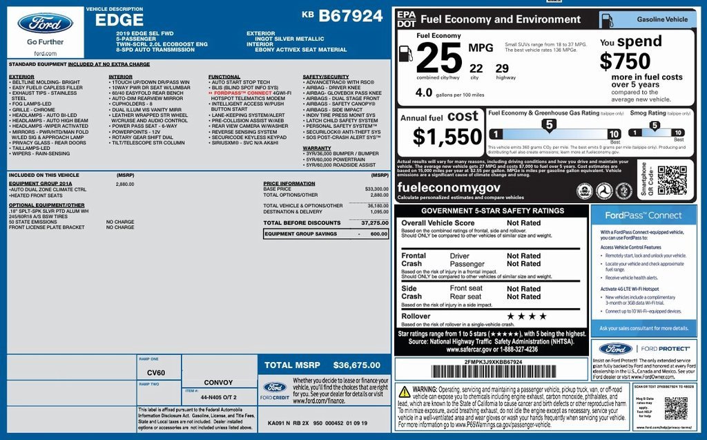 Used 2019 Ford Edge SEL w/ Equipment Group 201A image 32