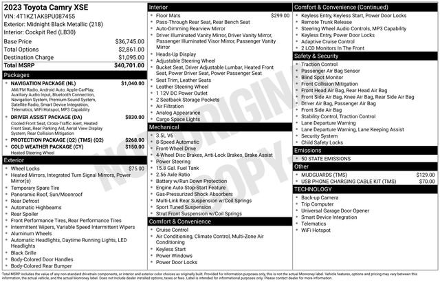 Used 2023 Toyota Camry XSE w/ Navigation Package image 7