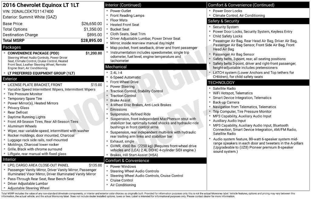 Used 2016 Chevrolet Equinox LT w/ Convenience Package FWD image 4