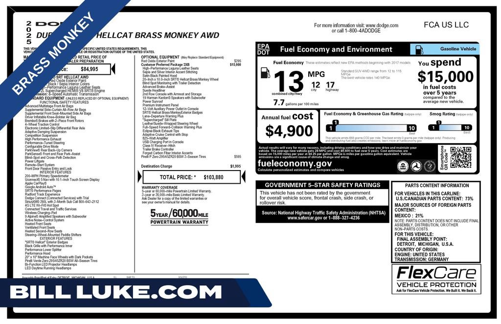 Used 2025 Dodge Durango SRT Hellcat AWD/4WD image 1