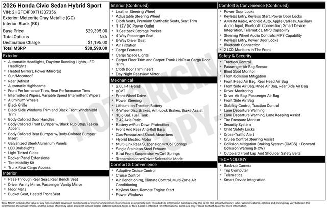 New 2026 Honda Civic Sport image 33