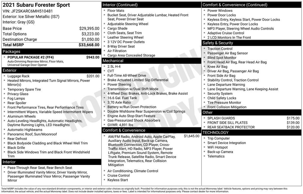 Used 2021 Subaru Forester Sport w/ Popular Package #2 image 6