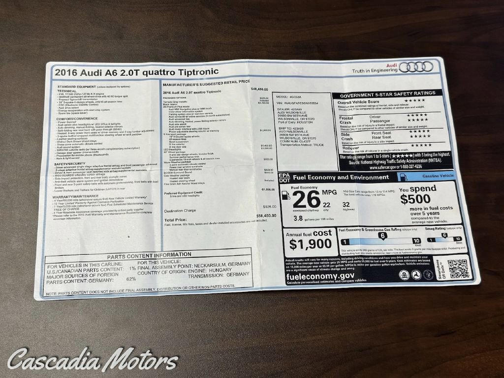 Used 2016 Audi A6 2.0T Premium Plus w/ Premium Plus Package image 3