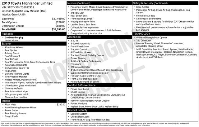 Used 2013 Toyota Highlander Limited FWD image 33