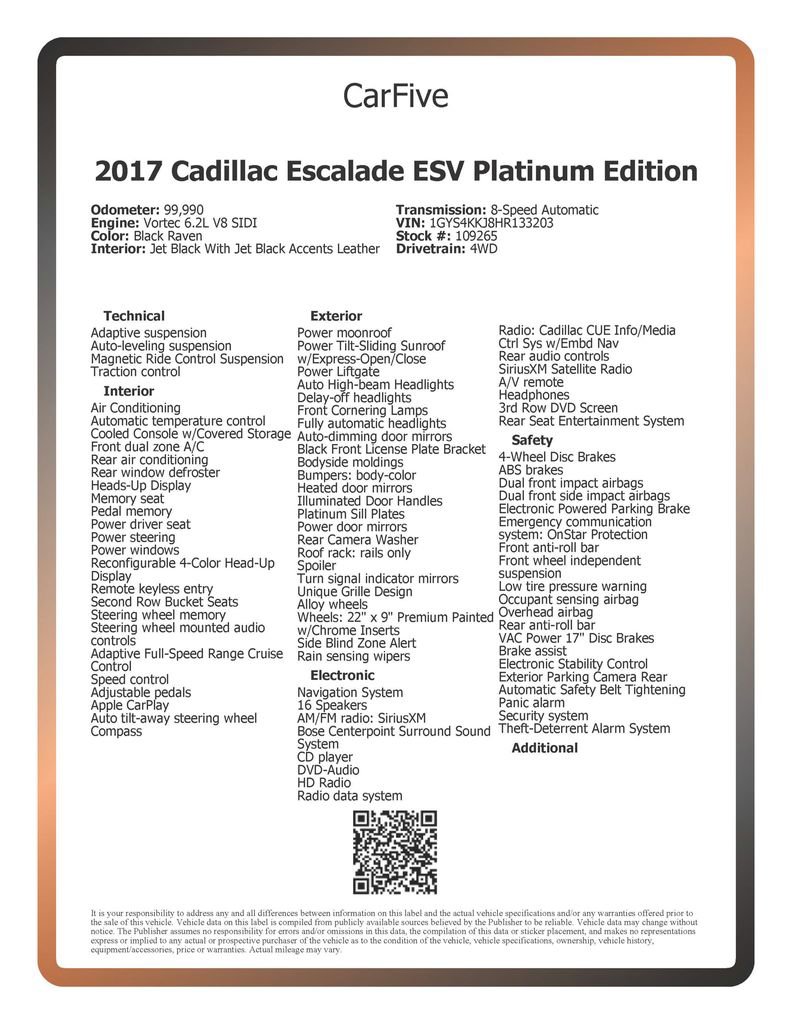 Used 2017 Cadillac Escalade ESV Platinum image 32