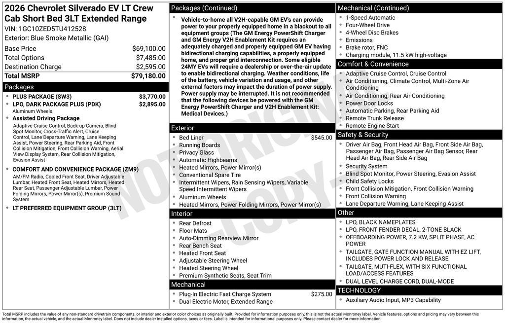 New 2026 Chevrolet Silverado EV LT w/ Plus Package AWD/4WD image 35