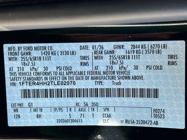 New 2026 Ford Ranger XLT w/ Equipment Group 301A High image 26