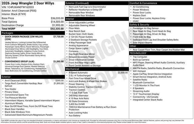 New 2026 Jeep Wrangler Sport AWD/4WD image 30