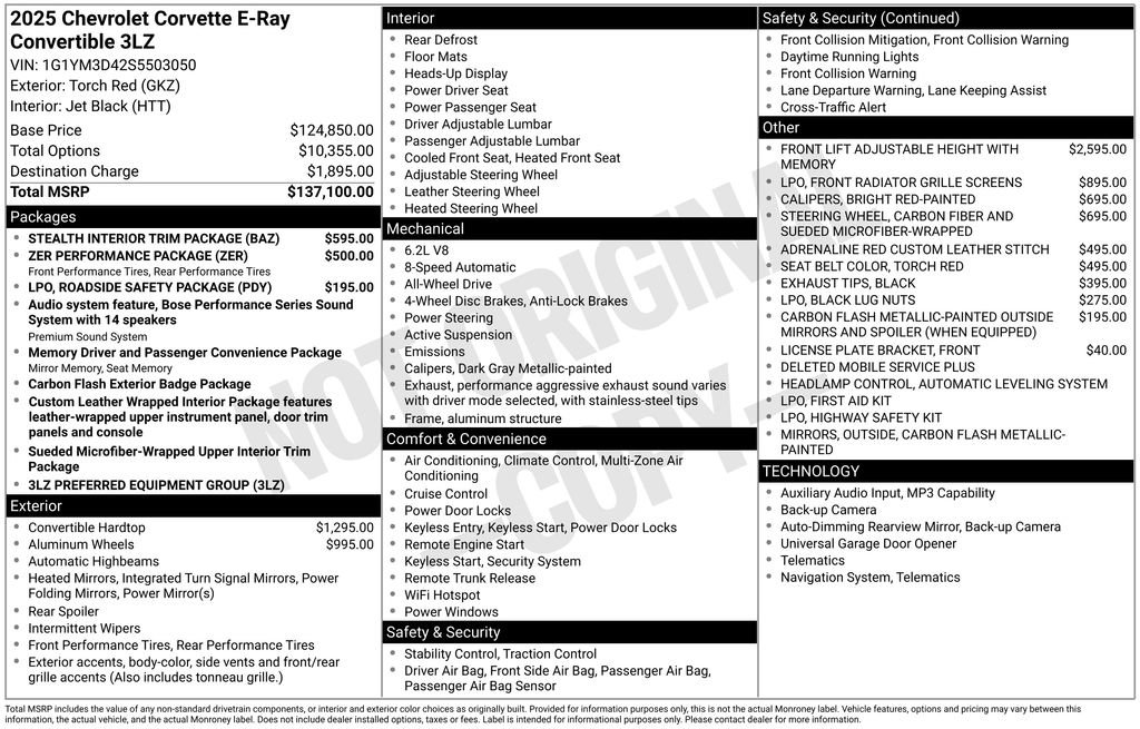 Certified 2025 Chevrolet Corvette E-Ray w/ Stealth Interior Trim Package AWD/4WD image 38