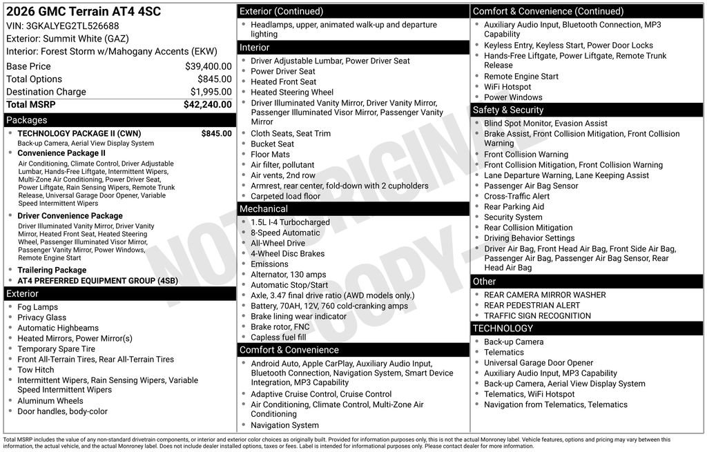 New 2026 GMC Terrain AT4 w/ Technology Package II AWD/4WD image 4