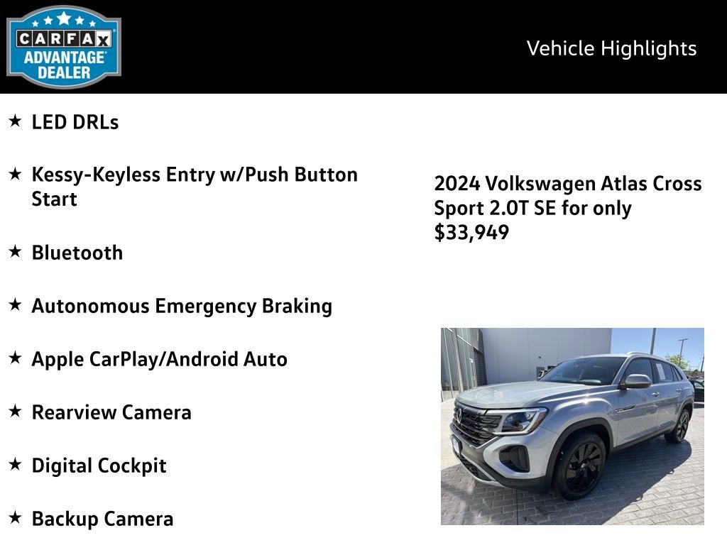 Certified 2024 Volkswagen Atlas Cross Sport SE w/ Panoramic Sunroof Package AWD/4WD image 4