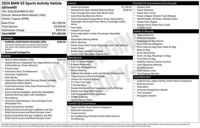 Used 2024 BMW X5 xDrive40i w/ Parking Assistance Package AWD/4WD image 16