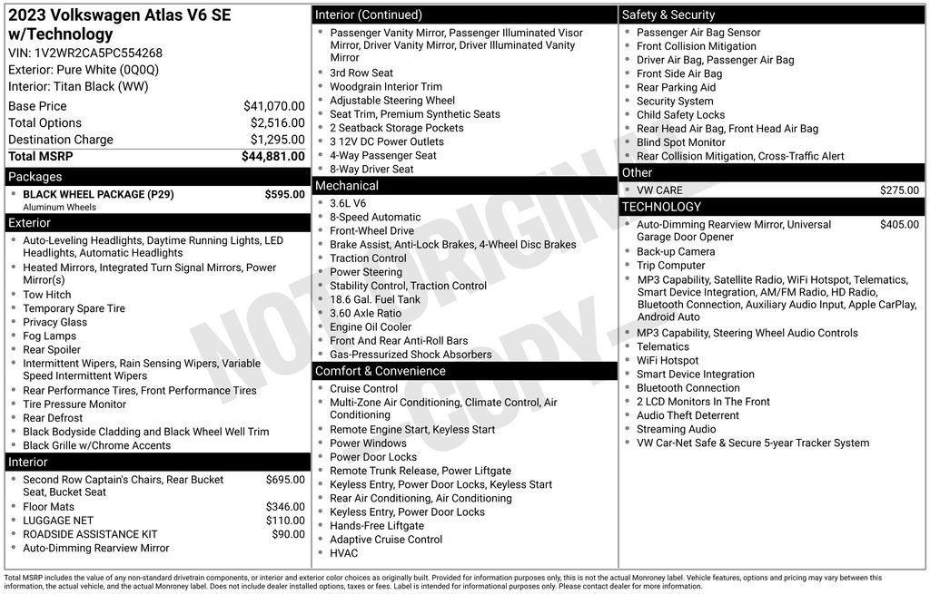 Used 2023 Volkswagen Atlas SE w/ Black Wheel Package FWD image 20