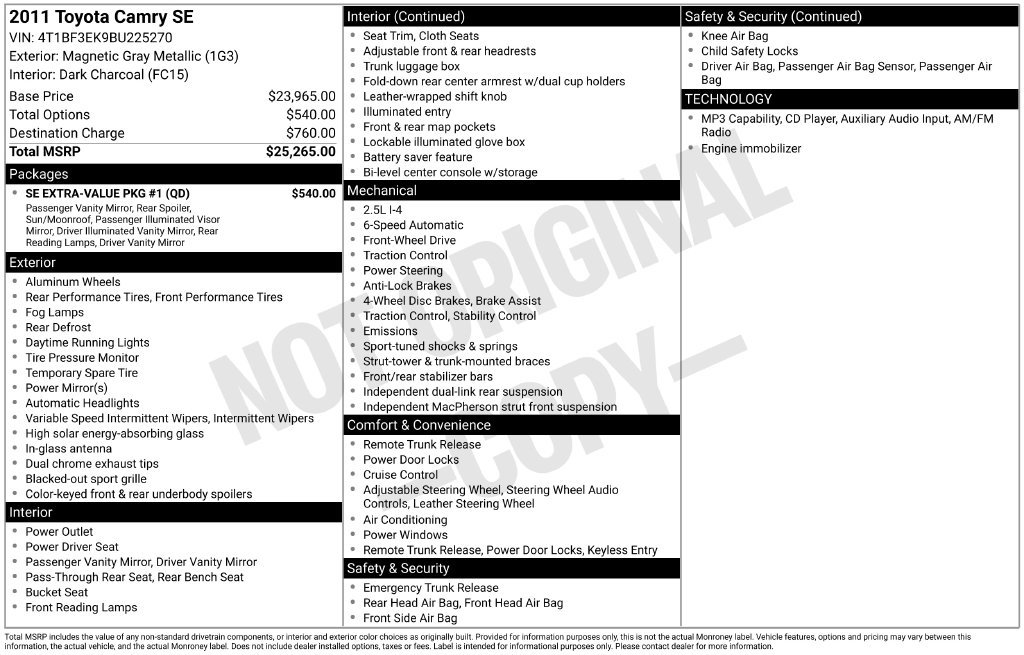 Used 2011 Toyota Camry SE w/ SE Extra-Value Pkg #1 FWD image 38