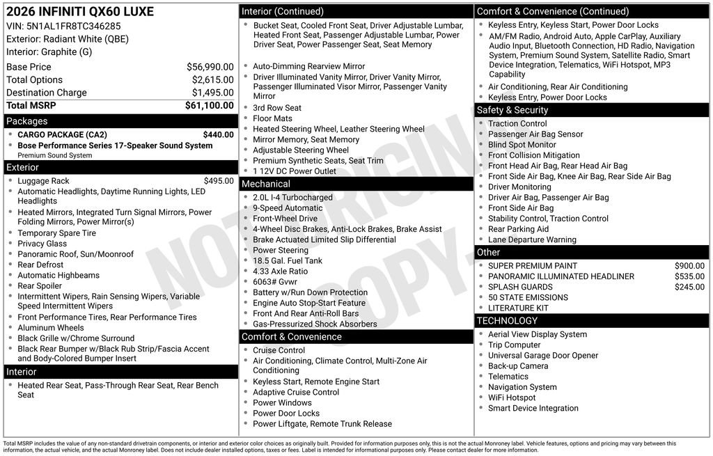 Used 2026 INFINITI QX60 Luxe w/ Cargo Package FWD image 32
