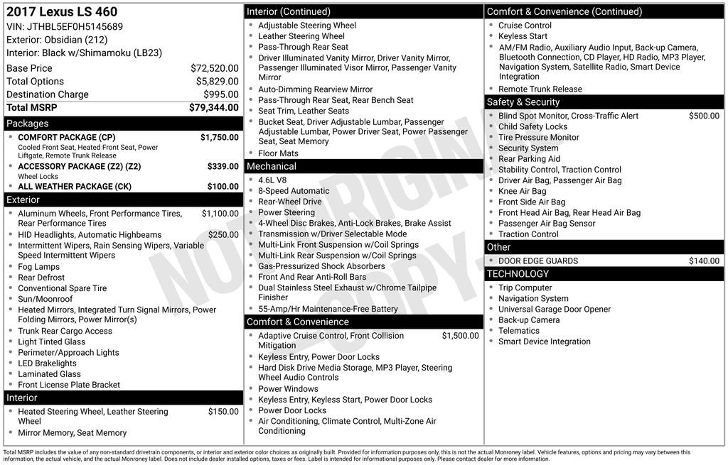 Used 2017 Lexus LS 460 w/ Comfort Package image 6