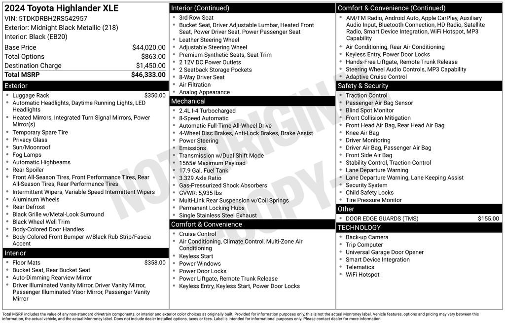 Certified 2024 Toyota Highlander XLE AWD/4WD image 30